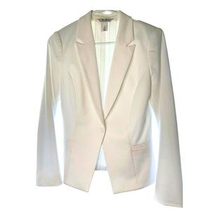 White House Black Market White Blazer Size 4 Tailored One Button Jacket